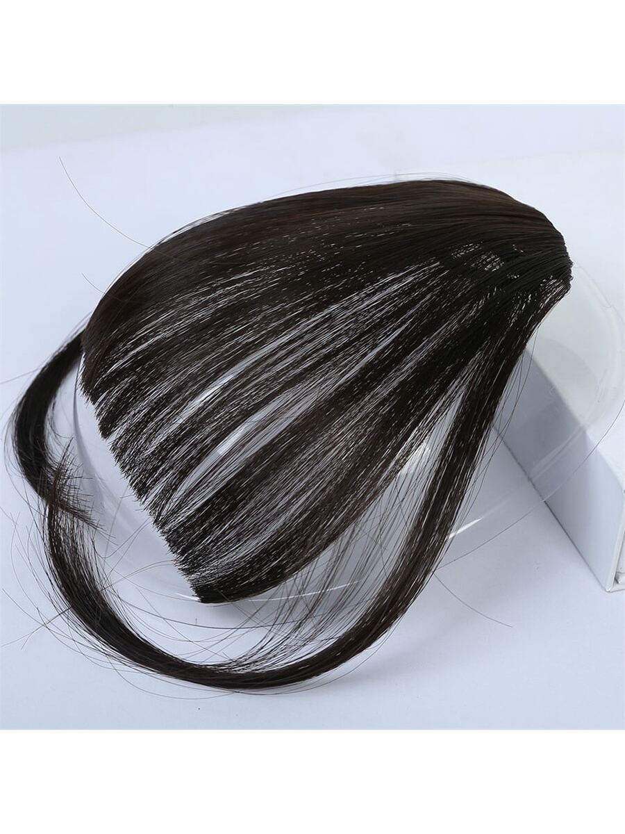 Clip In Bangs Front Neat Black Brown Bangs Hairpiece Synthetic Fake False Hair Piece Bangs Hairpiece Clip In Hair Extensions For Women Heat Resistant - Negative Apparel