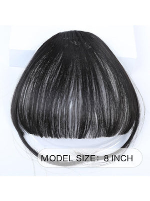 Clip In Bangs Front Neat Black Brown Bangs Hairpiece Synthetic Fake False Hair Piece Bangs Hairpiece Clip In Hair Extensions For Women Heat Resistant - Negative Apparel