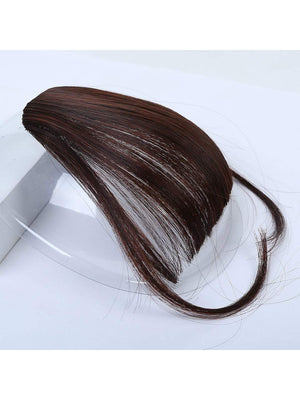 Clip In Bangs Front Neat Black Brown Bangs Hairpiece Synthetic Fake False Hair Piece Bangs Hairpiece Clip In Hair Extensions For Women Heat Resistant - Negative Apparel