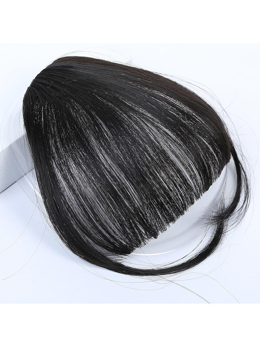 Clip In Bangs Front Neat Black Brown Bangs Hairpiece Synthetic Fake False Hair Piece Bangs Hairpiece Clip In Hair Extensions For Women Heat Resistant - Negative Apparel