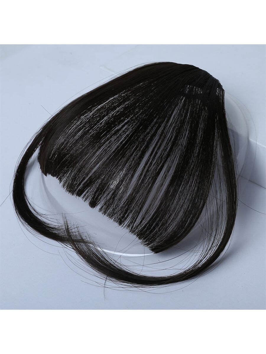 Clip In Bangs Front Neat Black Brown Bangs Hairpiece Synthetic Fake False Hair Piece Bangs Hairpiece Clip In Hair Extensions For Women Heat Resistant - Negative Apparel