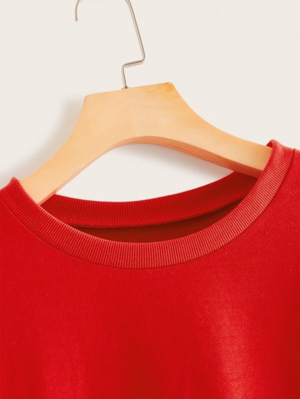 Color-Block Slogan Print Drop Shoulder Sweatshirt - Negative Apparel