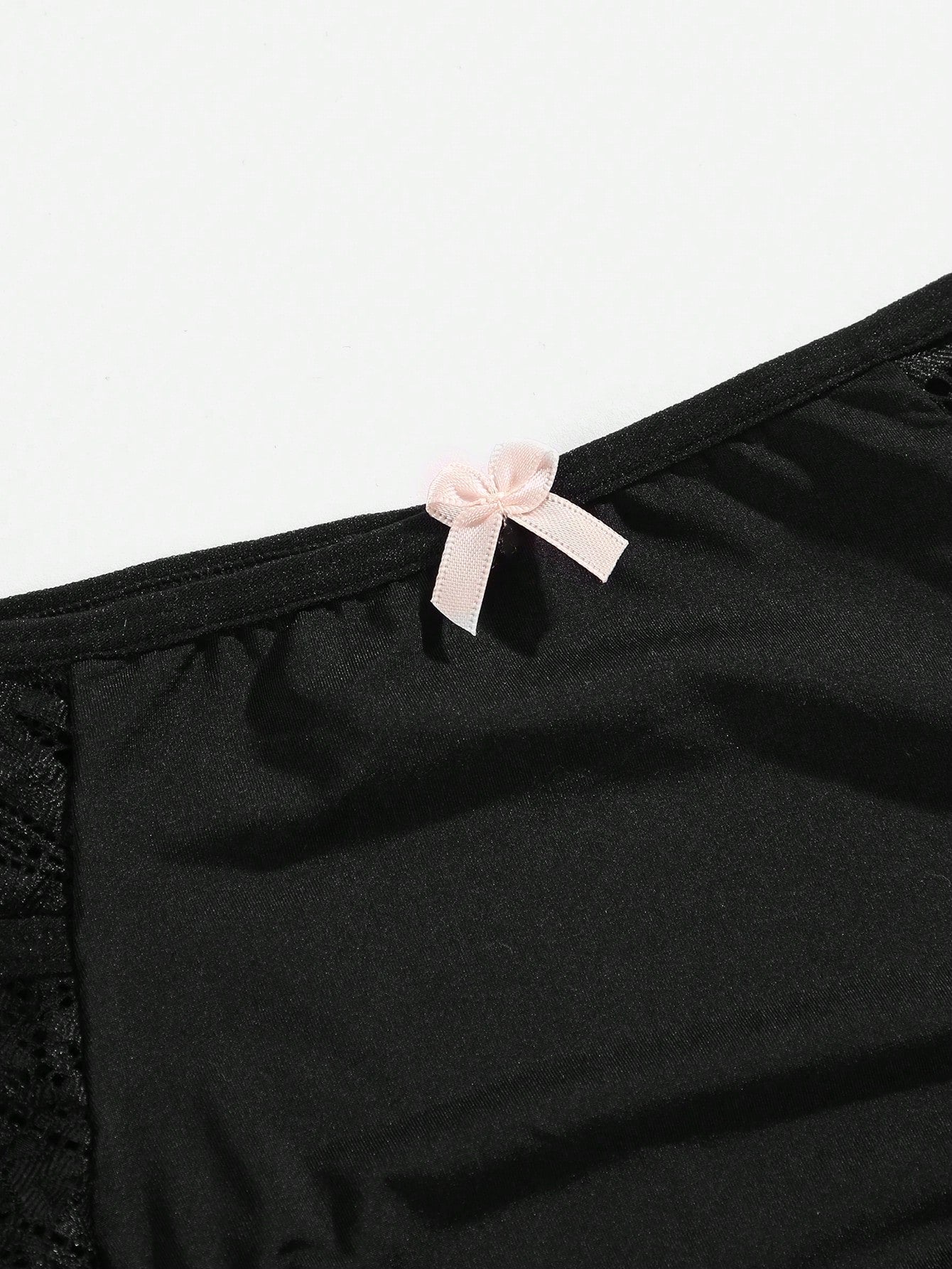 Contrast Lace Bow Decor Panty - Negative Apparel