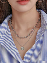 DAZY Geometric Charm Layered Necklace - Negative Apparel