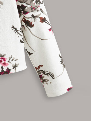 EMERY ROSE Floral Print Open Front Jacket - Negative Apparel