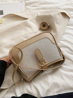 Fashionable Linen Cloth Color Blocking Elegant Shoulder Cross-body Bag - Negative Apparel