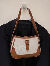 Fashionable Linen Cloth Color Blocking Elegant Shoulder Cross-body Bag - Negative Apparel