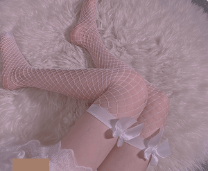 Fishnet Tights with Bow - Negative Apparel
