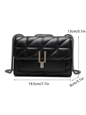 Flap PU Classic Quilted Detail Square Bag - Negative Apparel