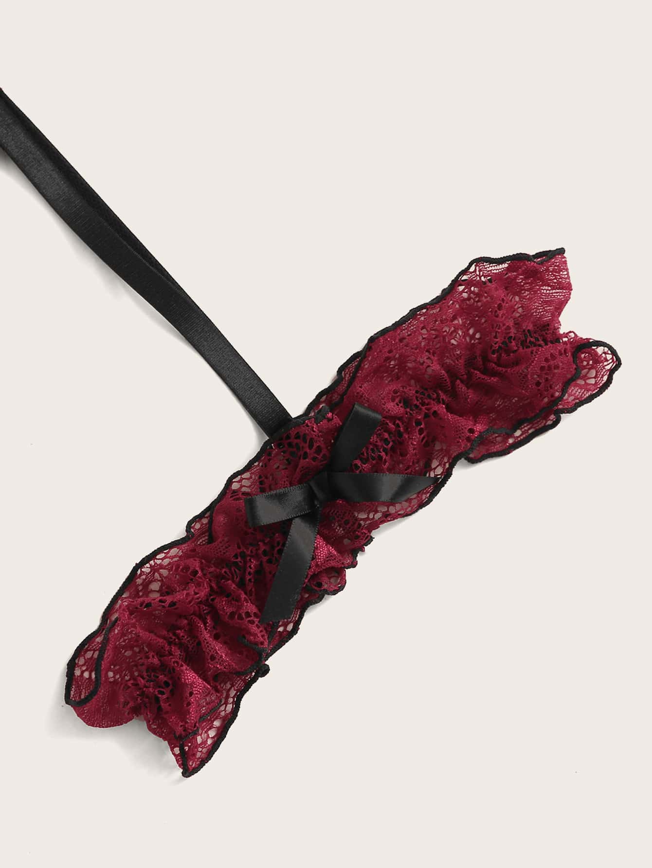 Floral Lace Underwire Garter Lingerie Set With Choker - Negative Apparel