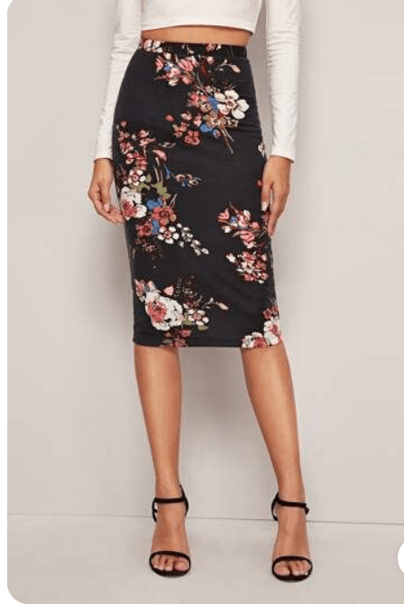 Floral Print Pencil Skirt - Negative Apparel