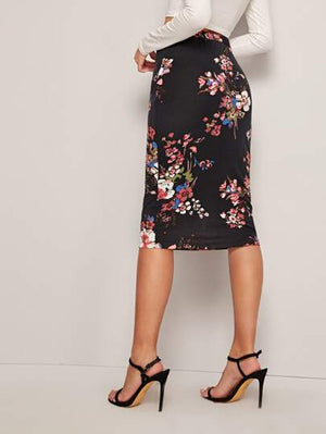 Floral Print Pencil Skirt - Negative Apparel