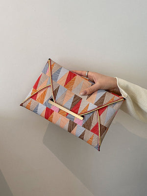 Geometric Pattern Metal Decor Square Bag - Negative Apparel
