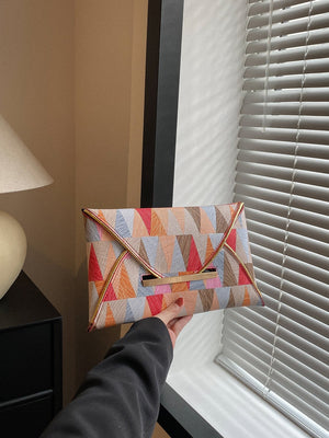 Geometric Pattern Metal Decor Square Bag - Negative Apparel