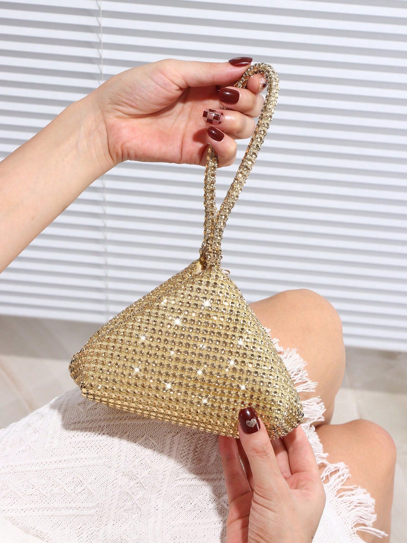 Gold sales rhinestone clutch