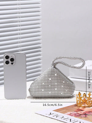 Glamorous Glitter Bling, Sequin, Luxury, Shiny Women's Mini Sparkling Rhinestone Clutch Bag - Negative Apparel