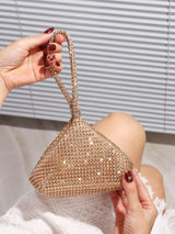 Glamorous Glitter Bling, Sequin, Luxury, Shiny Women's Mini Sparkling Rhinestone Clutch Bag - Negative Apparel