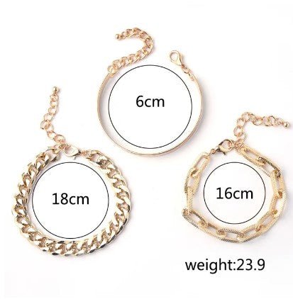 Gold Metal Chain Bracelet Female 4Pcs - Negative Apparel