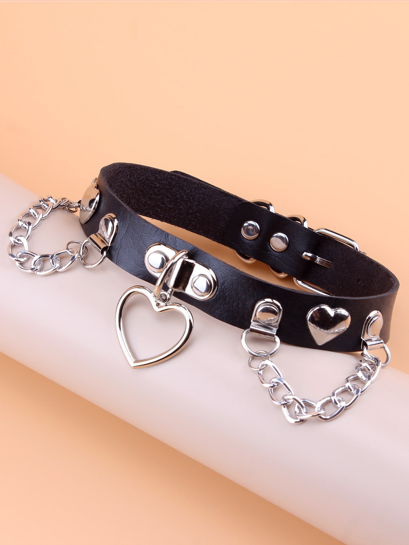 Heart & Chain Charm Choker - Negative Apparel