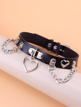 Heart & Chain Charm Choker - Negative Apparel