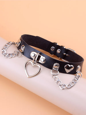 Heart & Chain Charm Choker - Negative Apparel