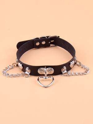 Heart & Chain Charm Choker - Negative Apparel