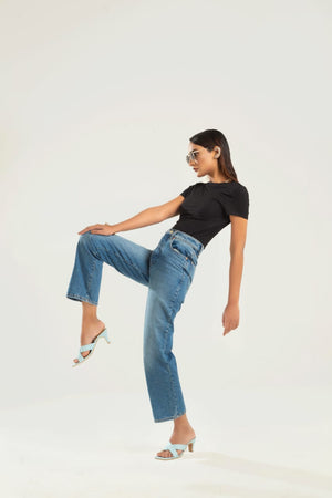 High Waist Straight Leg Jeans - Negative Apparel