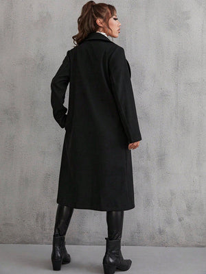 Lapel Neck Overcoat Without Belt - Negative Apparel