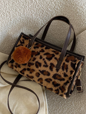 Leopard Pattern Square Bag With Bag Charm - Negative Apparel