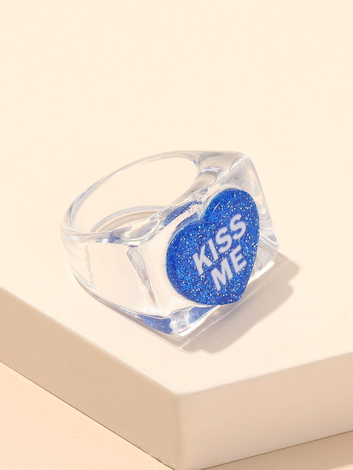 Letter Decor Heart Design Ring - Negative Apparel