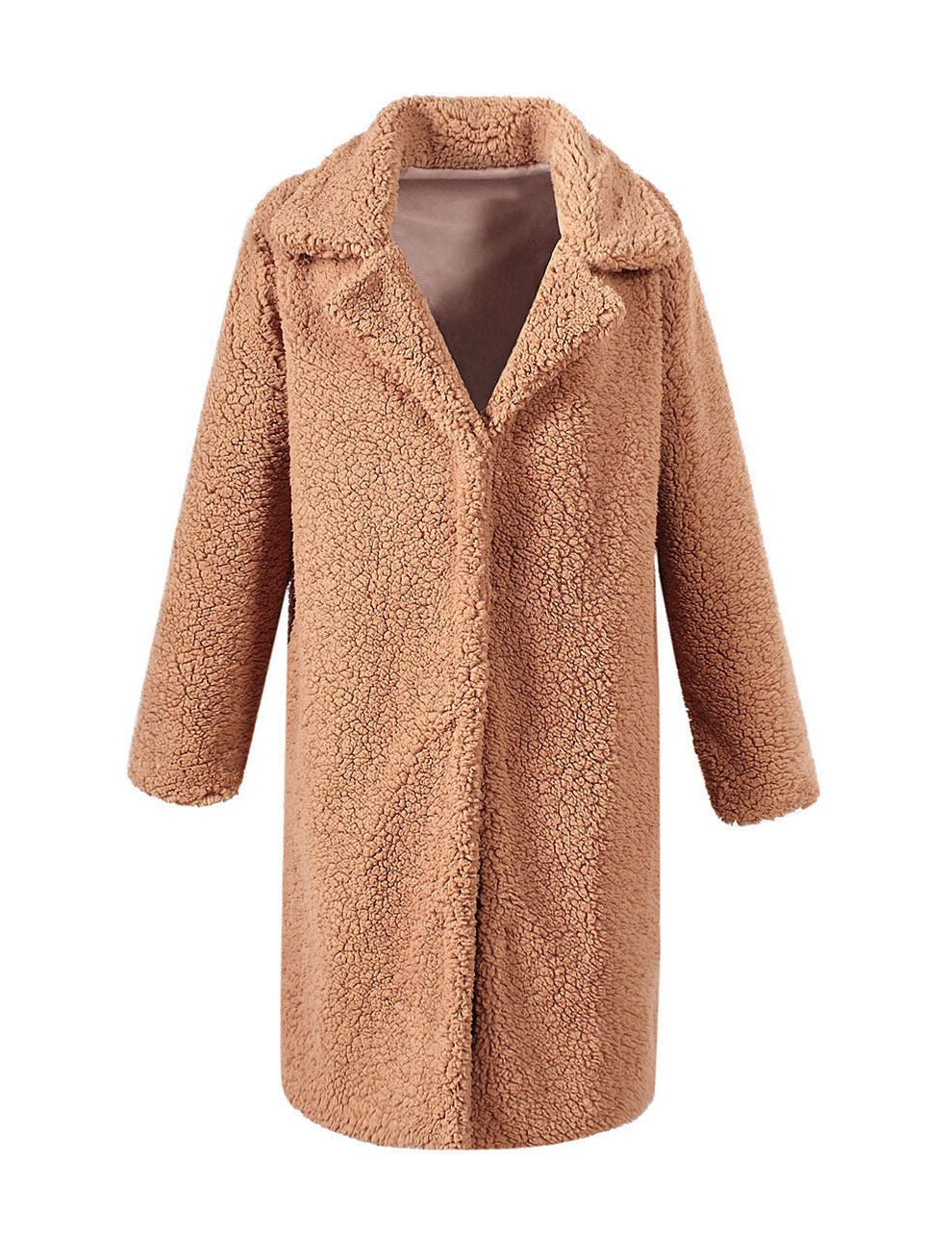 Long Faux Fur Teddy Coat with Lining - Negative Apparel