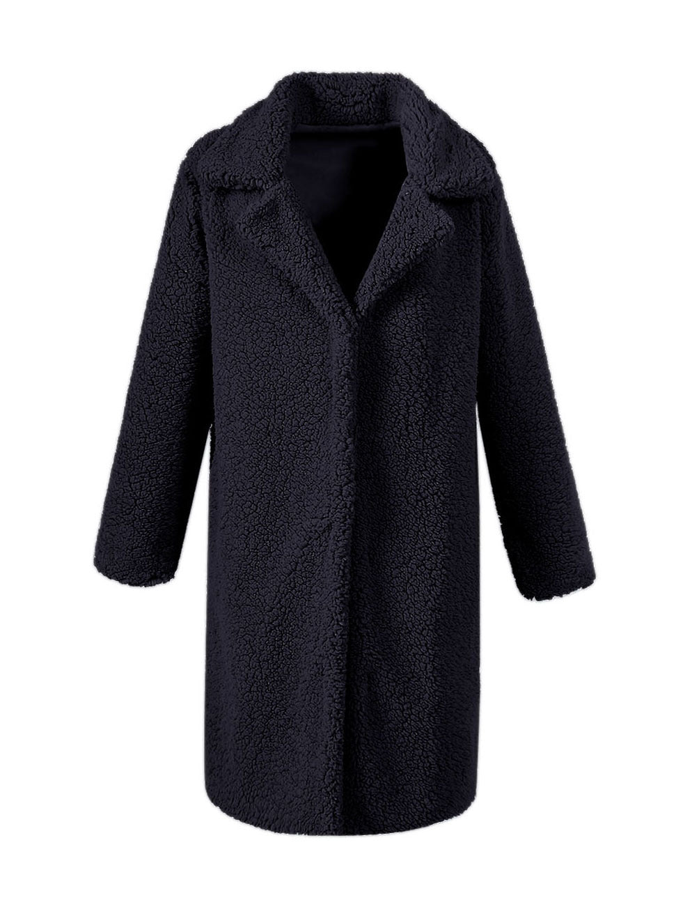 Long black teddy coat womens best sale