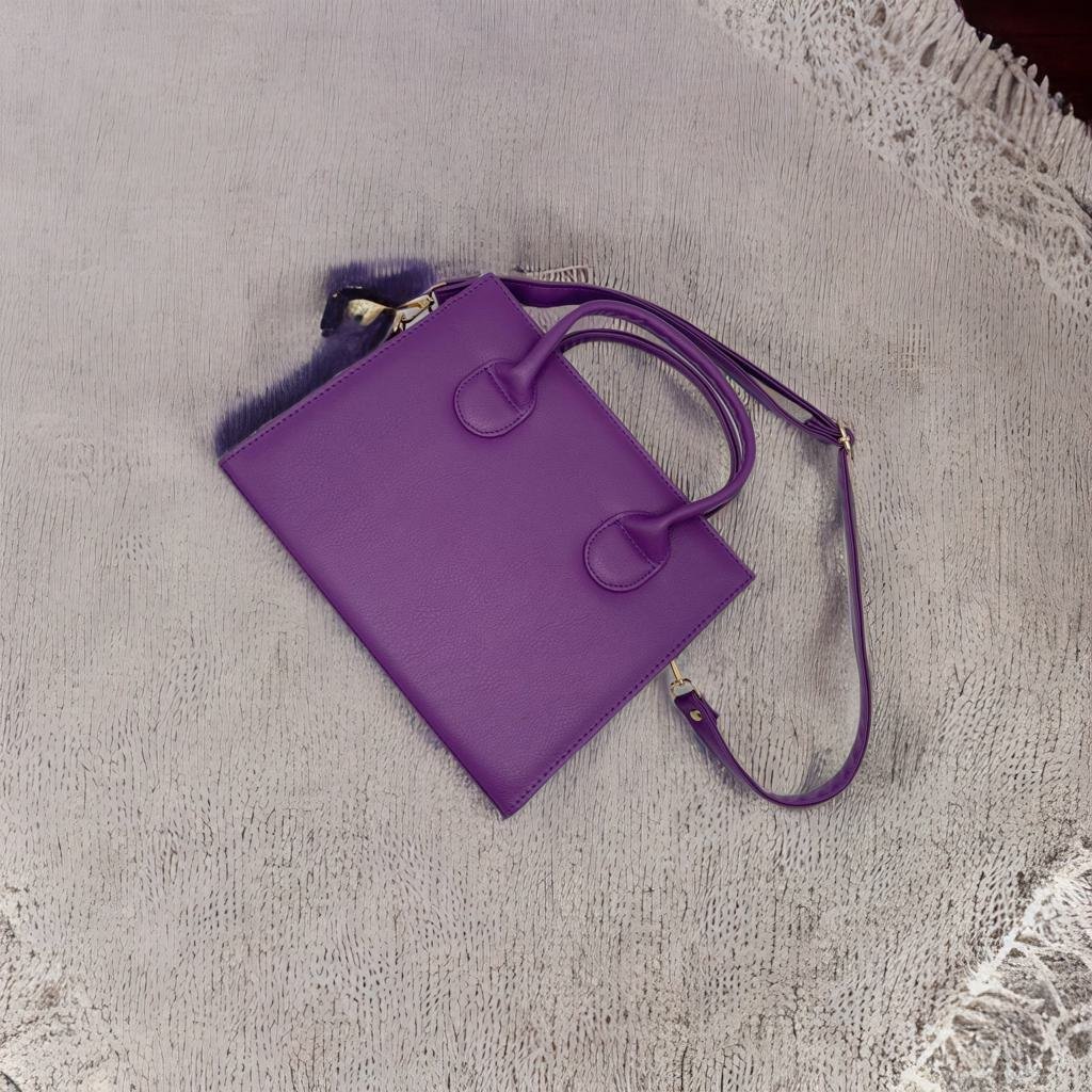 Medium Sized Minimalist Double Handle Square Bag With Strap - Negative Apparel