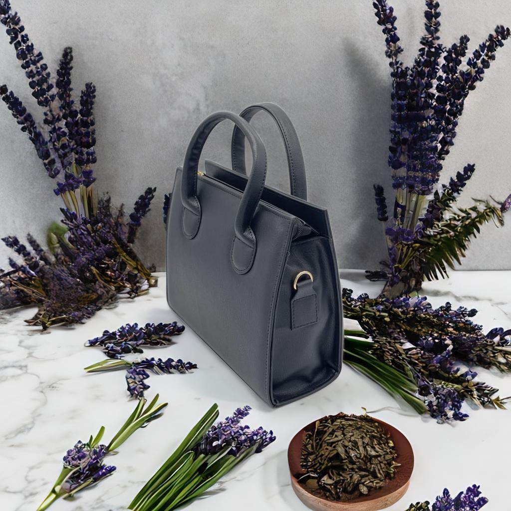 Medium Sized Minimalist Double Handle Square Bag With Strap - Negative Apparel