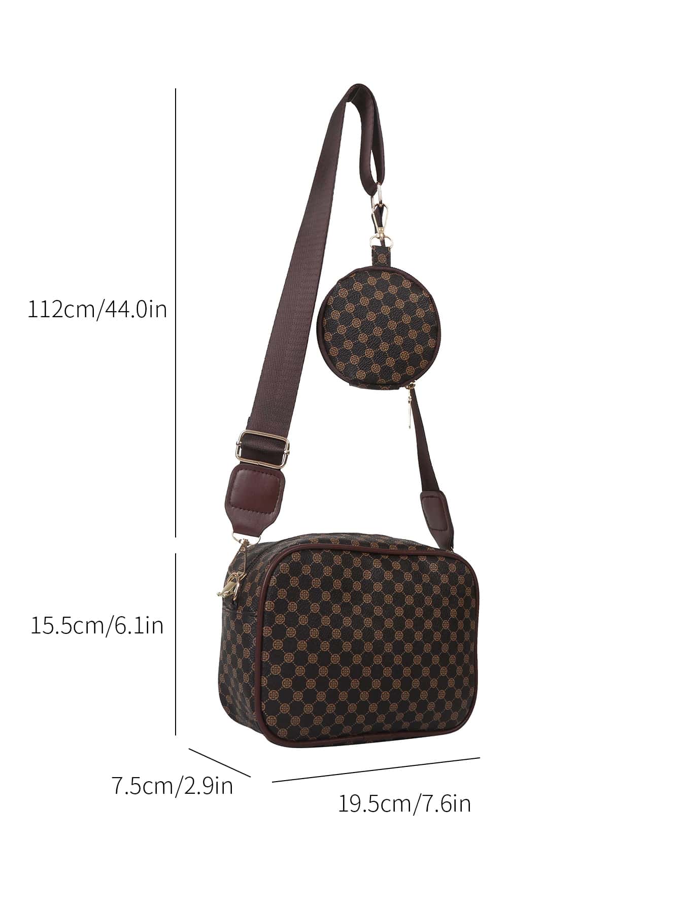 Mini Geometric Pattern Square Bag With Coin Purse Crossbody Bag - Negative Apparel