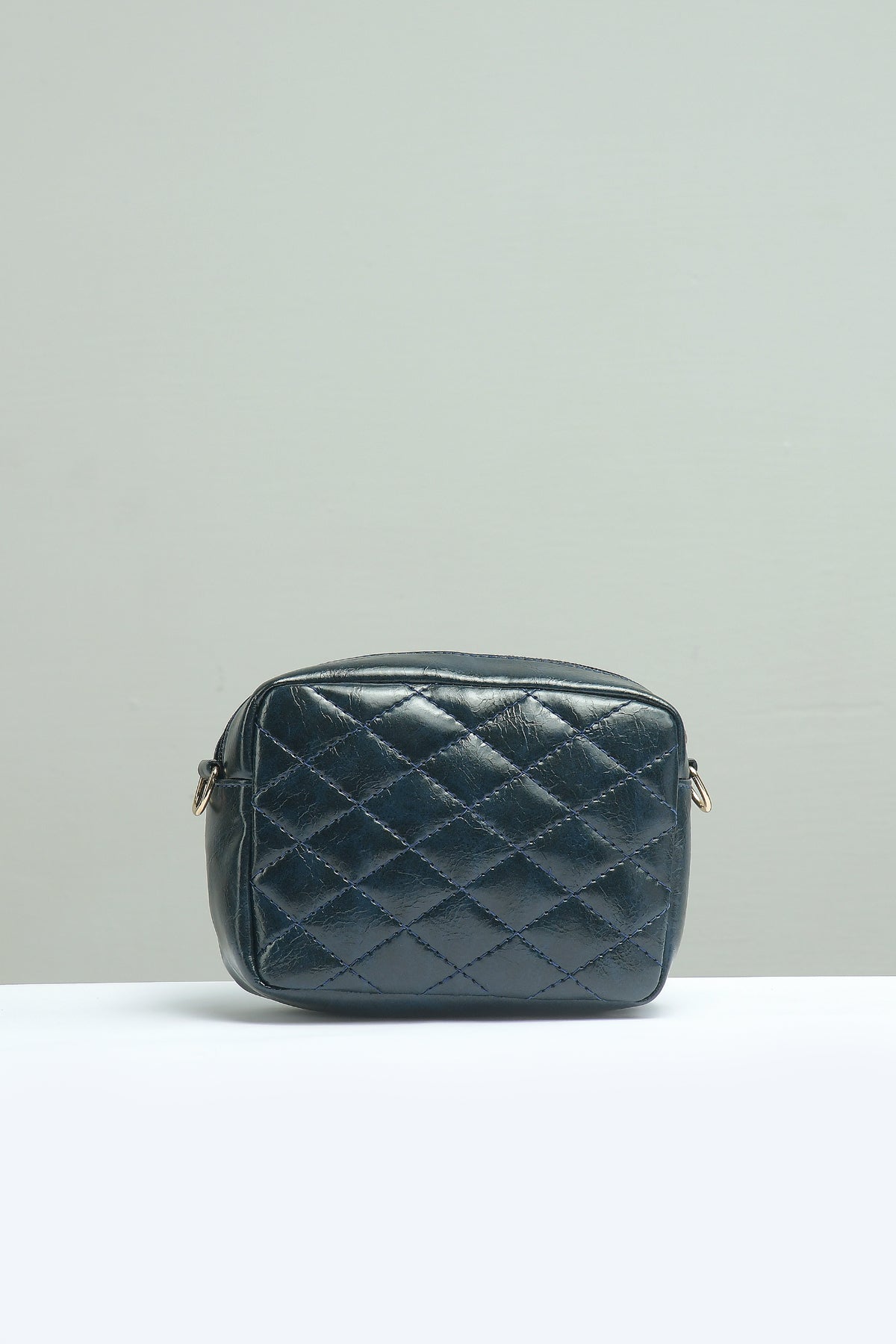 Mini Quilted Embossed Zip Chain Bag - Negative Apparel