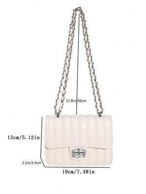 Mini Quilted Pattern Chain Square Bag - Negative Apparel