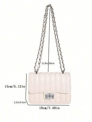 Mini Quilted Pattern Chain Square Bag - Negative Apparel