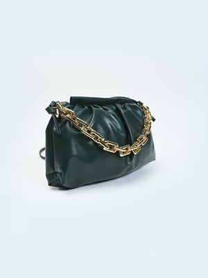 Minimalist Ruched Bag with Chain - Negative Apparel