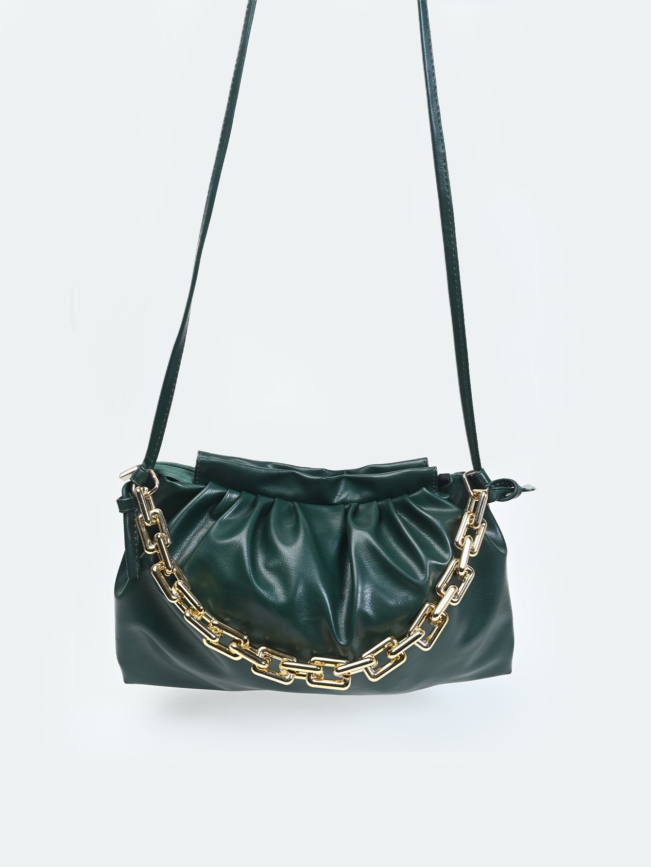 Minimalist Ruched Bag with Chain - Negative Apparel