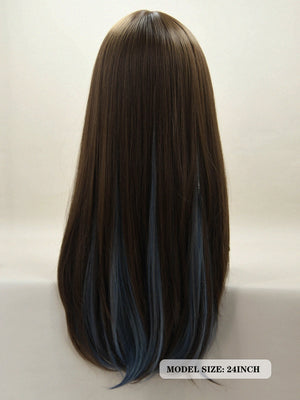 Multi-colored bangs long straight synthetic wigs, women's wigs, cosplay wigs - Negative Apparel