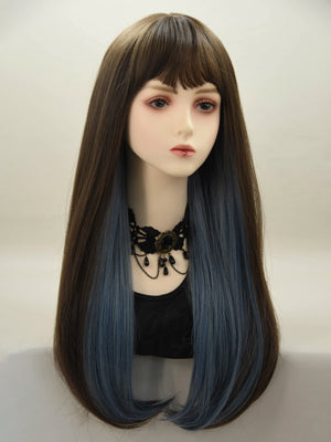 Multi-colored bangs long straight synthetic wigs, women's wigs, cosplay wigs - Negative Apparel