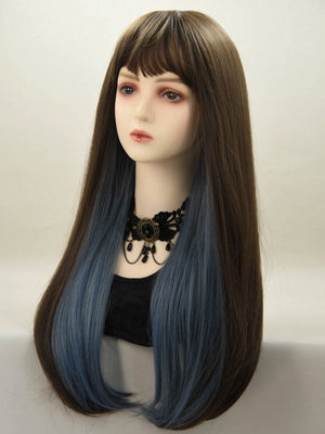 Multi-colored bangs long straight synthetic wigs, women's wigs, cosplay wigs - Negative Apparel