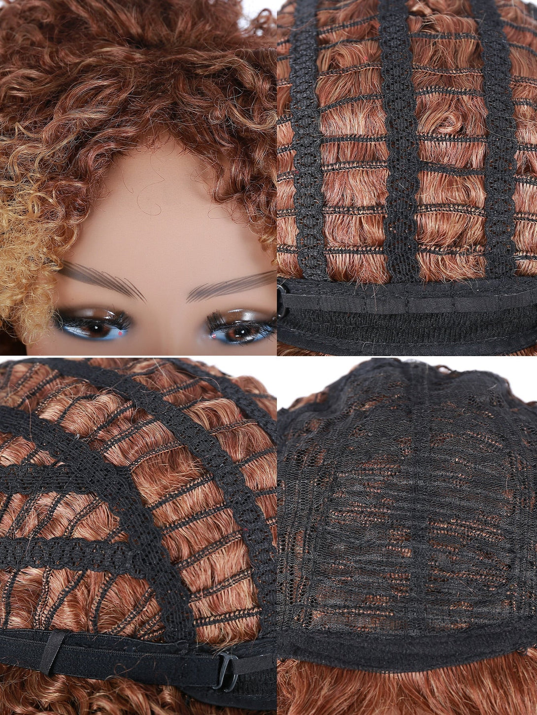 Ombre Short Curly Synthetic Wig - Negative Apparel
