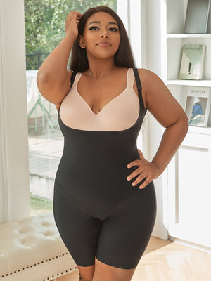 Plus Crotchless Shapewear Romper Bodysuit - Negative Apparel