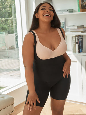 Plus Crotchless Shapewear Romper Bodysuit - Negative Apparel