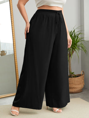 Plus Knot Front Wide Leg Pants - Negative Apparel