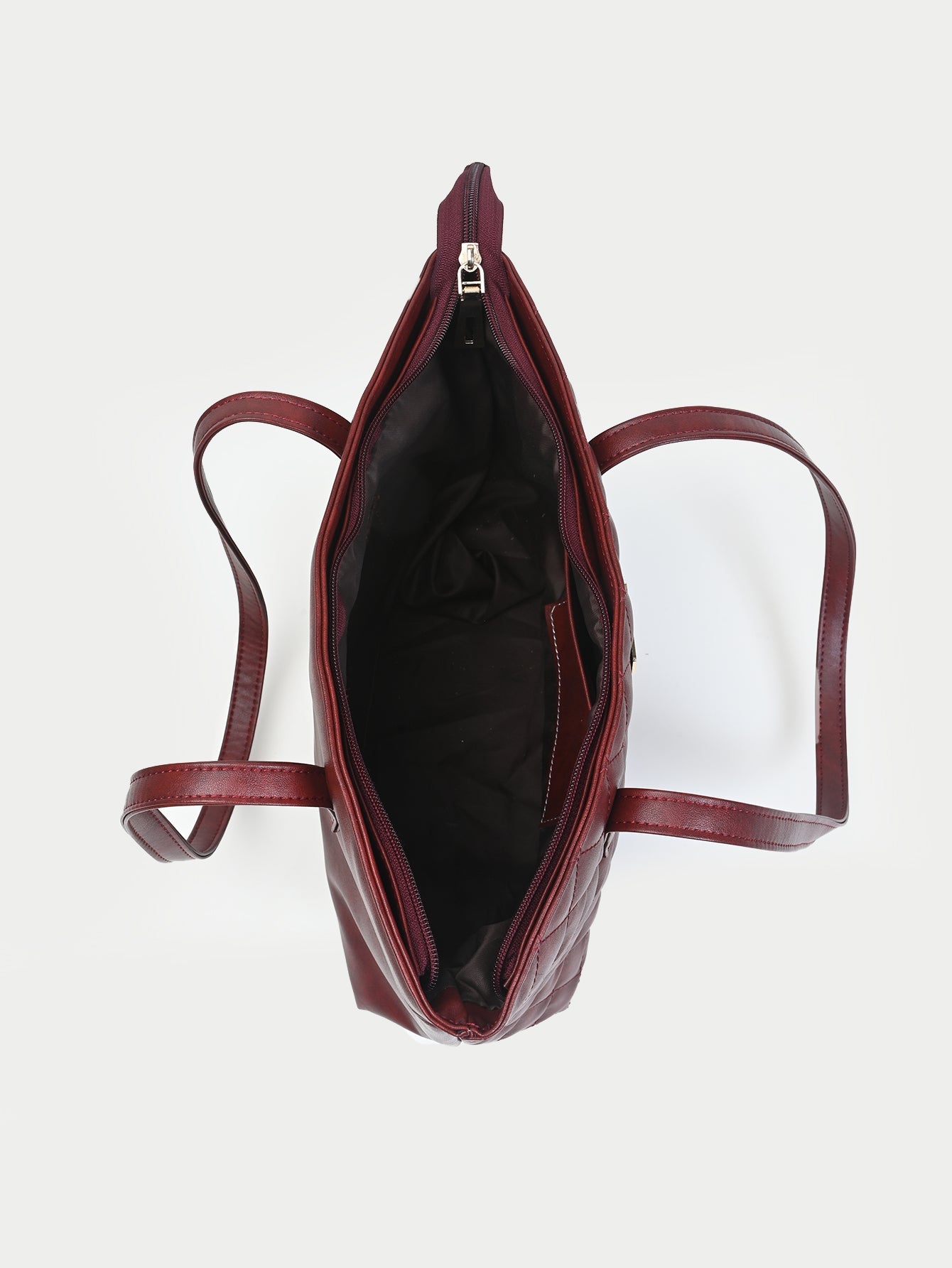 Quilted Pattern Shoulder Tote Bag - Negative Apparel