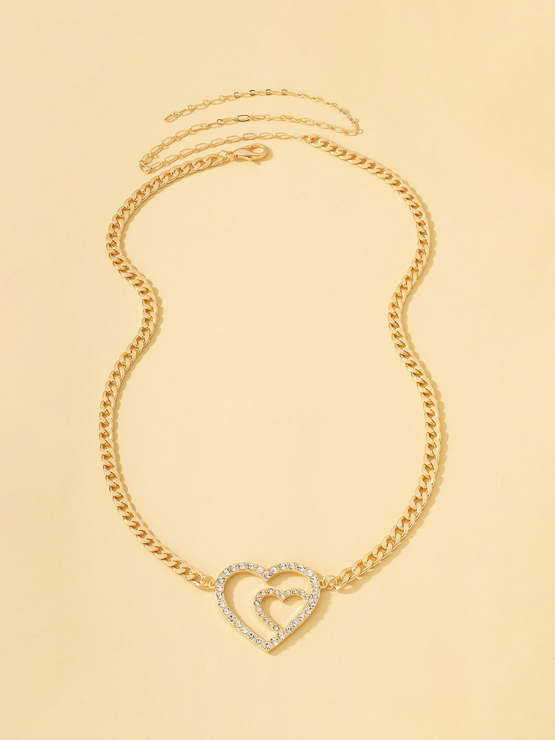 Rhinestone Heart Decor Waist Chain - Negative Apparel