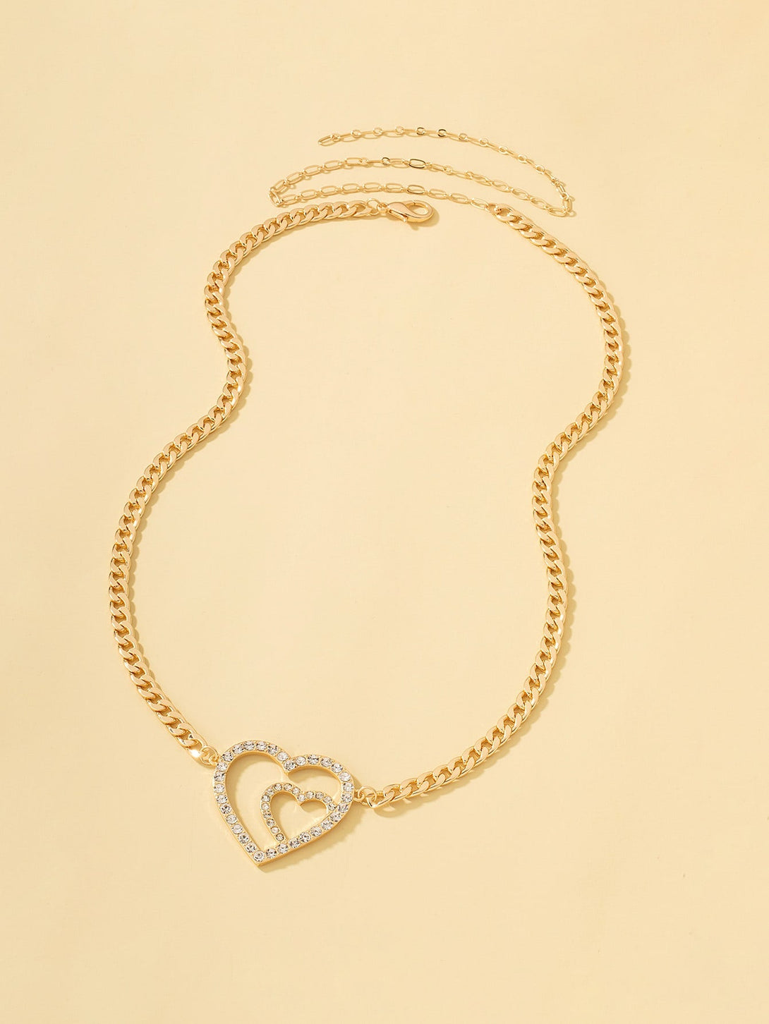 Rhinestone Heart Decor Waist Chain - Negative Apparel